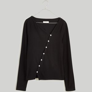 Madewell Asymmetrical Button-Front Cardigan Black Medium